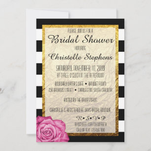 Moderne rosa Rose Faux-Goldfolie Brautdusche Einladung