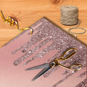 Moderne rosa Rose Gold Glitzer Dripping Wedding Seidenpapier