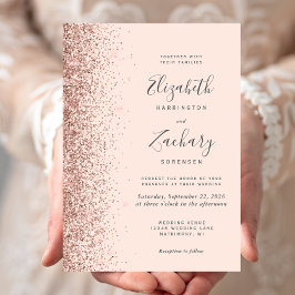 Moderne Rosa Rose Gold Glitzer Edge Wedding Einladung
