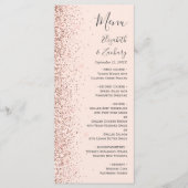 Moderne Rosa Rose Gold Glitzer Edge Wedding Menükarte (Vorderseite)