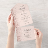 Moderne Rosa Rose Gold Glitzer Hochzeit All In One Einladung (Abreißen)