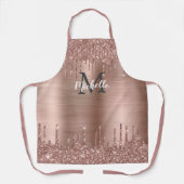Moderne Rosa Rose Gold Glitzer Tropfen Personalisi Schürze (Vorderseite)