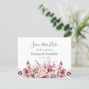 Moderne, rosa Rose Hochzeit retten Datum Postkarte