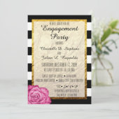 Moderne rosa Rose Imitate Gold Foil Engagement Par Einladung (Stehend Vorderseite)