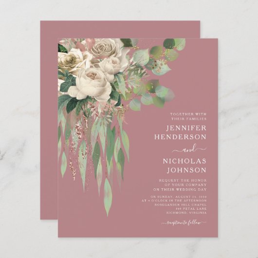 Moderne rosa Rose mit Blumenzauber (Vorne/Hinten)