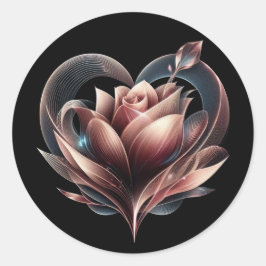 Moderne Rosa Rose mit einem Herz Runder Aufkleber
