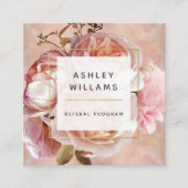 Moderne Rosa Rose & Peony Elegant Referenz Quadratische Visitenkarte (Vorderseite)