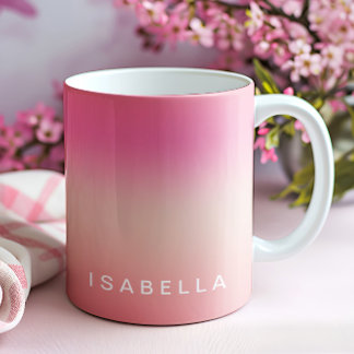 Moderne Rosa Rose Rosa Rosa Ombre Personalisiert Kaffeetasse