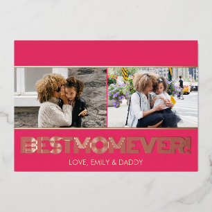 Moderne rosa Roségold-Fotomontage 'Beste Mutter ev Folien Feiertagskarte