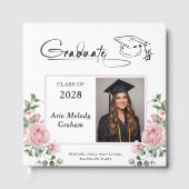 Moderne rosa Rosen Abschluss 2 Foto Gästebuch (Vorderseite)