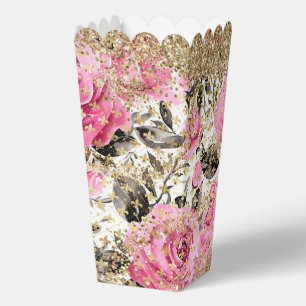 Moderne rosa Rosen-Blumen-Chic-Goldglitter Geschenkschachtel