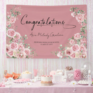 Moderne rosa Rosen Gratulations-Abschlussbanner Banner