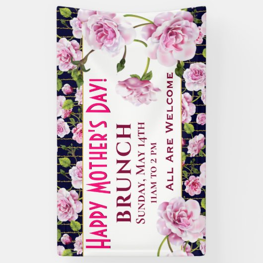 Moderne rosa Rosen | Muttertag Banner (Vertikal)