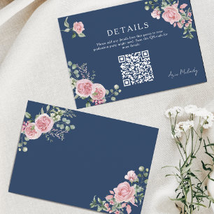 Moderne rosa Rosen QR-Code-Details Abschluss Begleitkarte