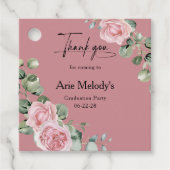 Moderne rosa Rosen Schrift Abitur Geschenkanhänger (Vorderseite)