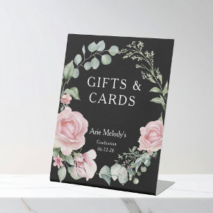 Moderne rosa Rosen Schrift Graduierungsgeschenke & Sockelschild