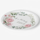 Moderne rosa Rosen Schrift Klasse der Abschluss Pappteller (Schrägansicht)