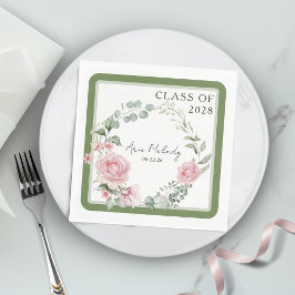 Moderne rosa Rosen Schrift Klasse der Abschlussfei Serviette