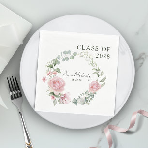 Moderne rosa Rosen Schrift Klasse des Abschlusses Serviette