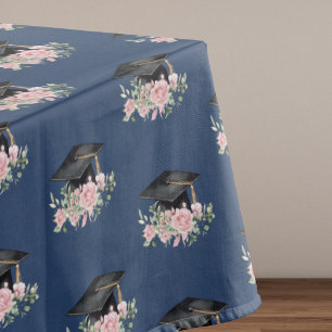 Moderne rosa Rosen schwarze Graduiertenmütze Absch Tischdecke