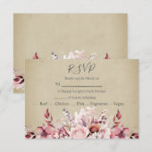 Moderne rosa Rosenhochzeit RSVP Karte (Vorne/Hinten)