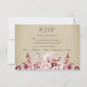 Moderne rosa Rosenhochzeit RSVP Karte