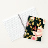 Moderne rosa Roses Gold Blätter Monogram Notizblock (Innenseite)
