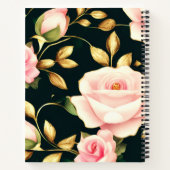 Moderne rosa Roses Gold Blätter Monogram Notizblock (Rückseite)