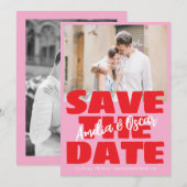 Moderne Rosa Rot Foto Spielend Fett Moderne Save The Date (Vorne/Hinten)