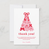 Moderne rosa rote Baumschleife Geburtstag Dankeskarte (Vorderseite)