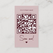 Moderne rosa rote Bestell-Dankeschön-QR-Code Visitenkarte (Rückseite)