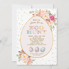 Moderne rosa Rote Blüte Rote Blüte Gold Ei Hunt Os Einladung