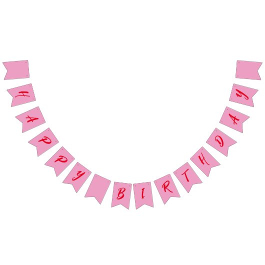 Moderne rosa Rote Happy Birthday Bunting Flag Wimpelkette (Alle)