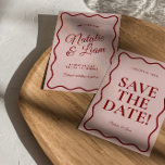 Moderne rosa rote, leuchtende Funky Bold Retro Wed Save The Date<br><div class="desc">Dieses moderne & Retro funky minimalistische Wedding Save The Date Template ist ideal für Sie. Wenn Sie auf der Suche nach einer hübschen, eleganten und leicht anzupassen Wedding Save The Date Template .Eine sehr elegante und schick rosa rosa knuddeligen Hochzeit speichern Sie das Datum Einladung. Die minimale Tiefrot Save the...</div>