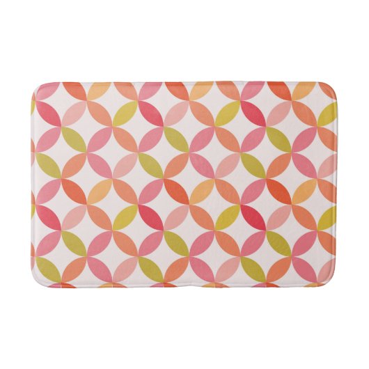 Moderne rosa rote orangefarbene Kreise des Mittelj Badematte (Vorderseite)