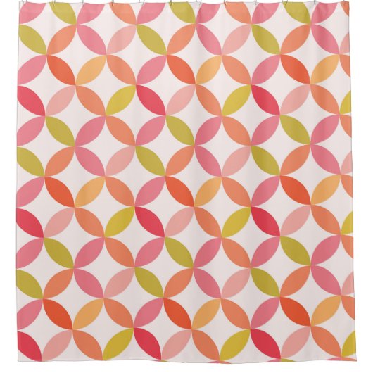 Moderne rosa rote orangefarbene Kreise des Mittelj Duschvorhang (Vorderseite)