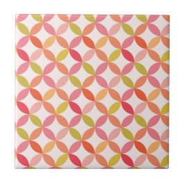 Moderne rosa rote orangefarbene Kreise des Mittelj Fliese