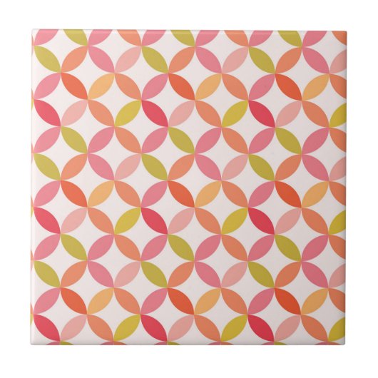 Moderne rosa rote orangefarbene Kreise des Mittelj Fliese (Vorderseite)