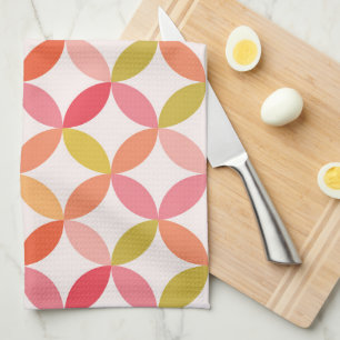 Moderne rosa rote orangefarbene Kreise des Mittelj Geschirrtuch