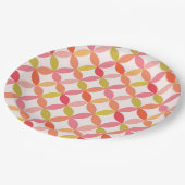 Moderne rosa rote orangefarbene Kreise des Mittelj Pappteller (Schrägansicht)