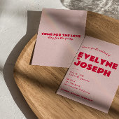 Moderne rosa rote Retro kühne Funky Einzigartige H Einladung