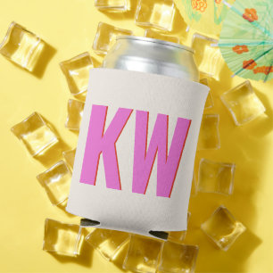 Moderne rosa rote Schatten-Monogramm personalisier Dosenkühler