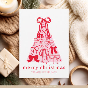 Moderne rosa rote Schleife Weihnachten flache Fest