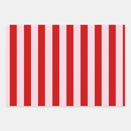 Moderne rosa rote Skriptstreifen Geschenkpapier Set (Vorderseite 2)