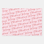 Moderne rosa rote Skriptstreifen Geschenkpapier Set (Vorderseite)