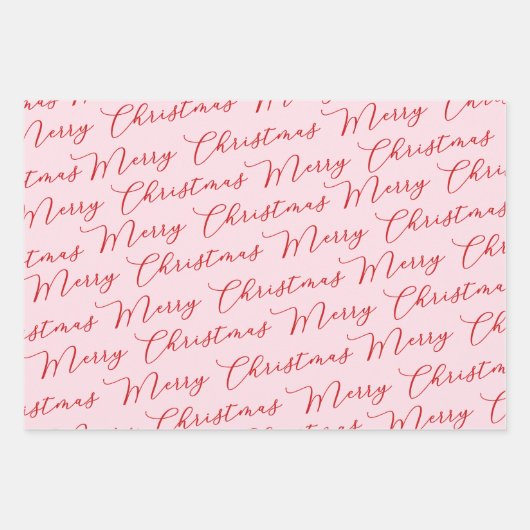 Moderne rosa rote Skriptstreifen Geschenkpapier Set (Vorderseite)