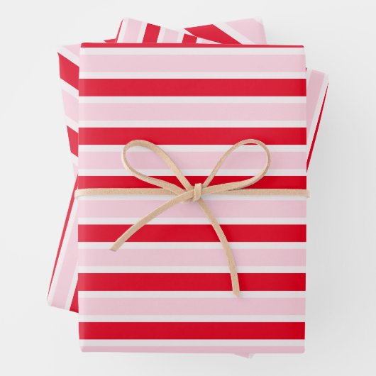 Moderne rosa rote Streifen Weihnachten Geschenkpapier Set (Beispiel)