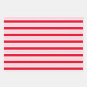 Moderne rosa rote Streifen Weihnachten Geschenkpapier Set (Vorderseite)