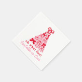 Moderne rosa-roter Baum mit Schleife zum 1. Geburt Serviette (Ecke)