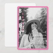 Moderne rosa Rounded B/W Foto Babydusche Einladung (Vorne/Hinten)